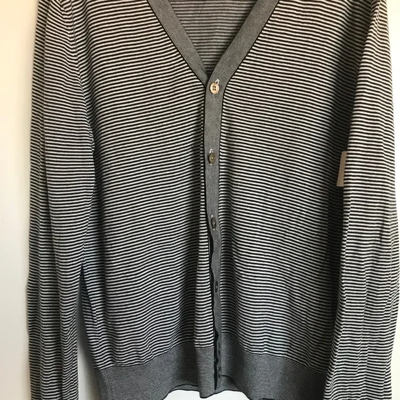 Tommy Hilfiger Striped V-Neck Cardigan Sweater - Size L - Picture 2 of 8
